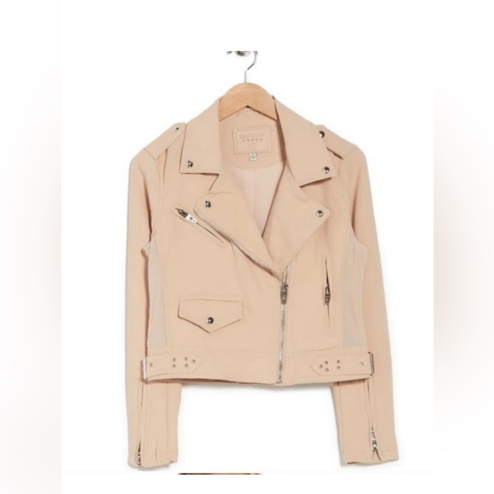 Blank NYC Cream Leather Jacket with Silver Accents